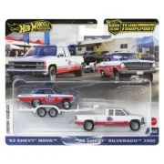 HOT WHEELS TRANSPORTATOR CHEVY SILVERADO 3500 88 CU MASINUTA CHEVY NOVA 63 SCARA 1: 64