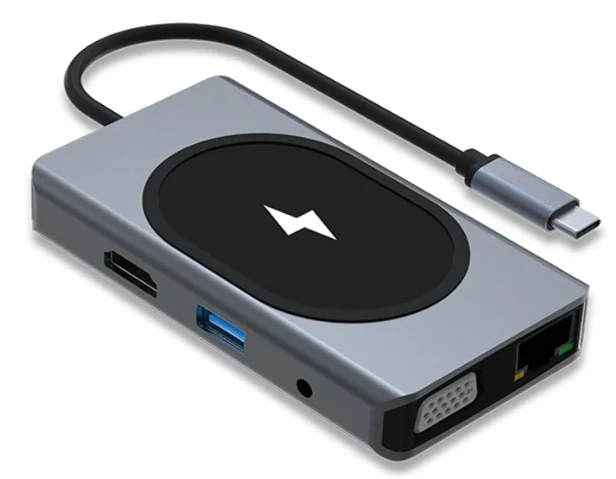 Hub cu 9 porturi diferite Q HU666 si incarcare wireless