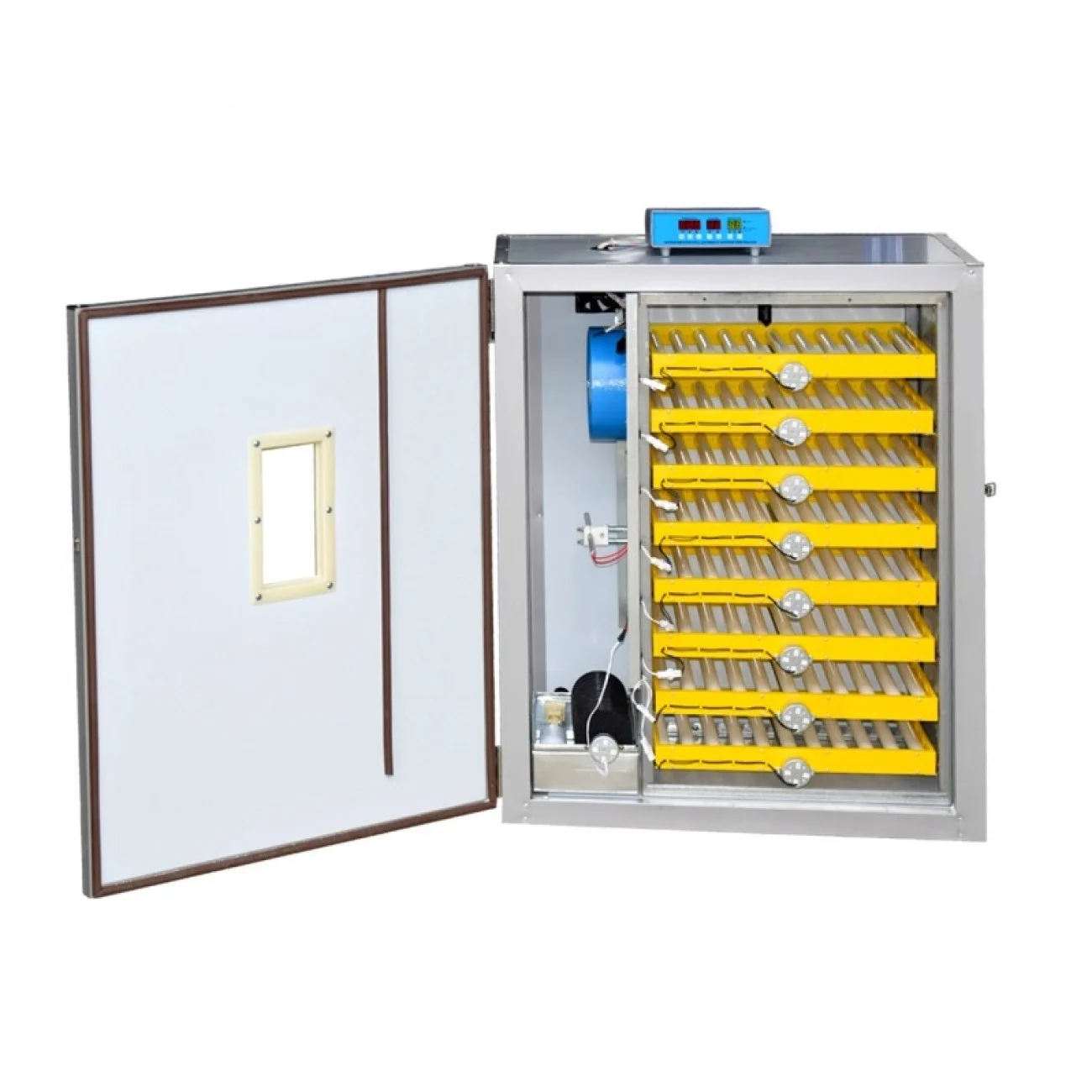 Incubator Oua Profesional MS-500, Intoarcere Automata, Inox, Alimentare 12V/220V, 8 Tavi, 500 de Oua de Gaina, Rata, Gasca etc, Model Nou