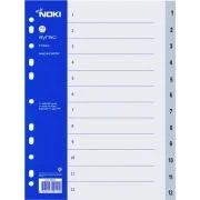 Index plastic numeric 1-12 Noki 59212, A4, portret, gri