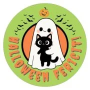 Insigna rotunda verde Halloween fericit!