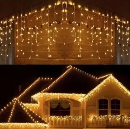 Instalatie 12 metri ALB CALD 300 LED tip turturi franjuri