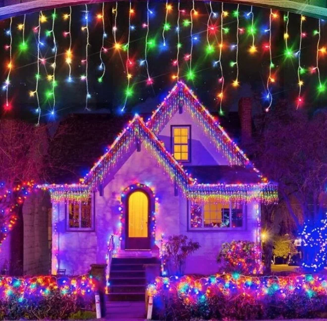 Instalatie 12 metri MULTICOLOR 300 LED tip turturi franjuri