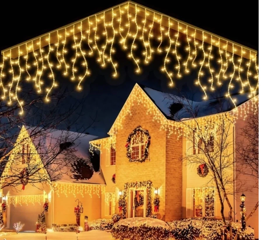 Instalatie 30 metri ALB CALD 1200 LED tip turturi franjuri