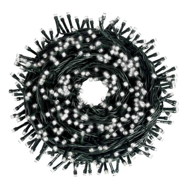 Instalatie liniara 100 LED 9m lumineaza intermitent ALB RECE