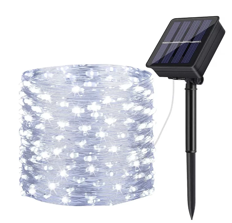 Instalatie solara 30 metri cu 300 LED fir CUPRU telecomanda ALB RECE 1500 21