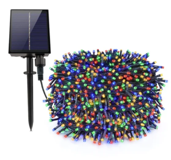 Instalatie solara 500 LED de 50 metri cu telecomanda pentru exterior MULTICOLOR HS