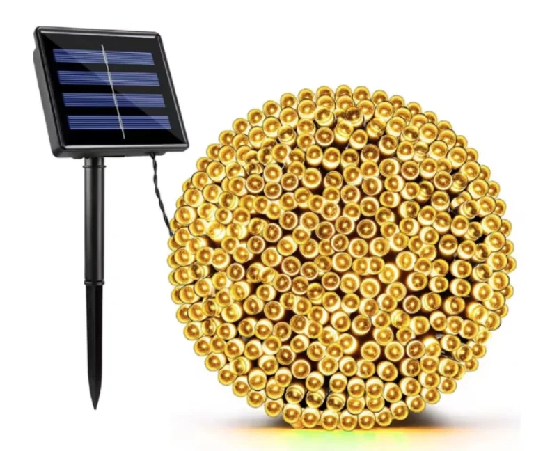 Instalatie solara decorativa lungime 30 metri cu 300 LED ALB CALD