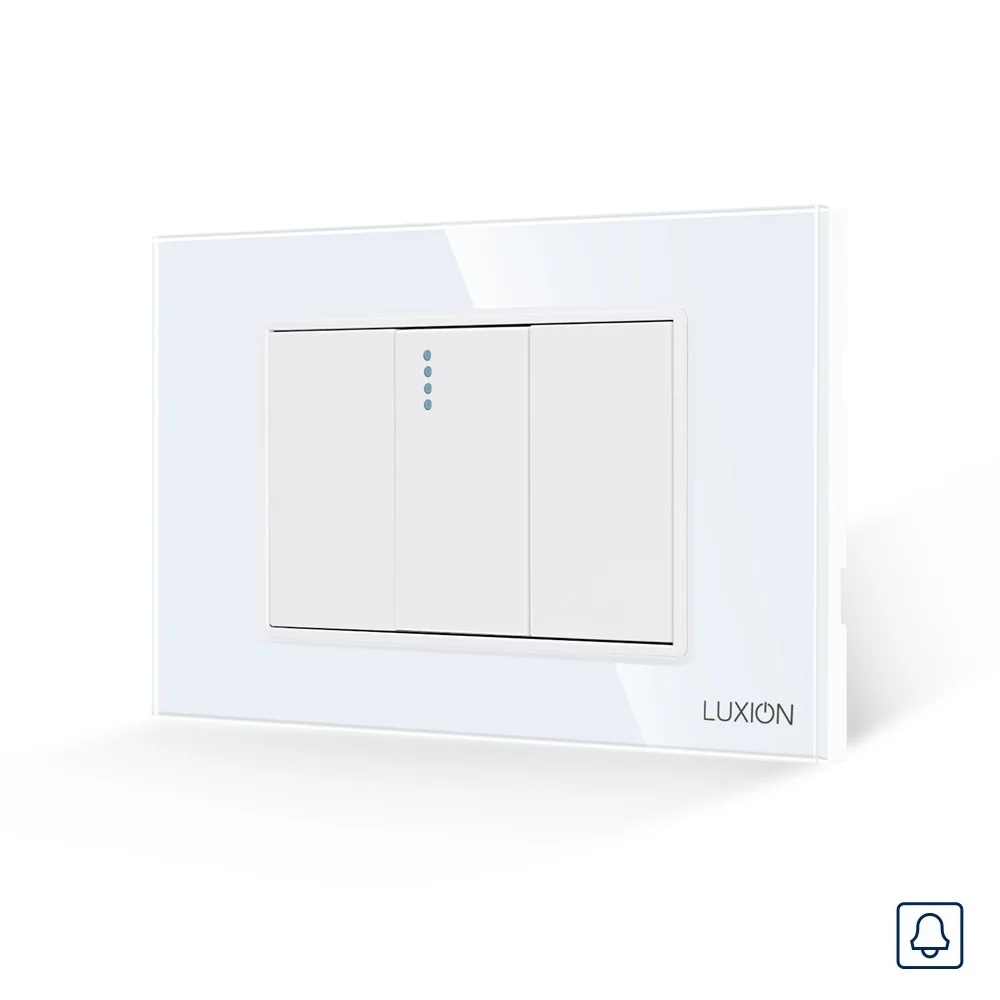 Intrerupator cu Revenire (Sonerie) Mecanic 1M si 2 Taste False LUXION cu Rama din Sticla, Standard Italian, 3M