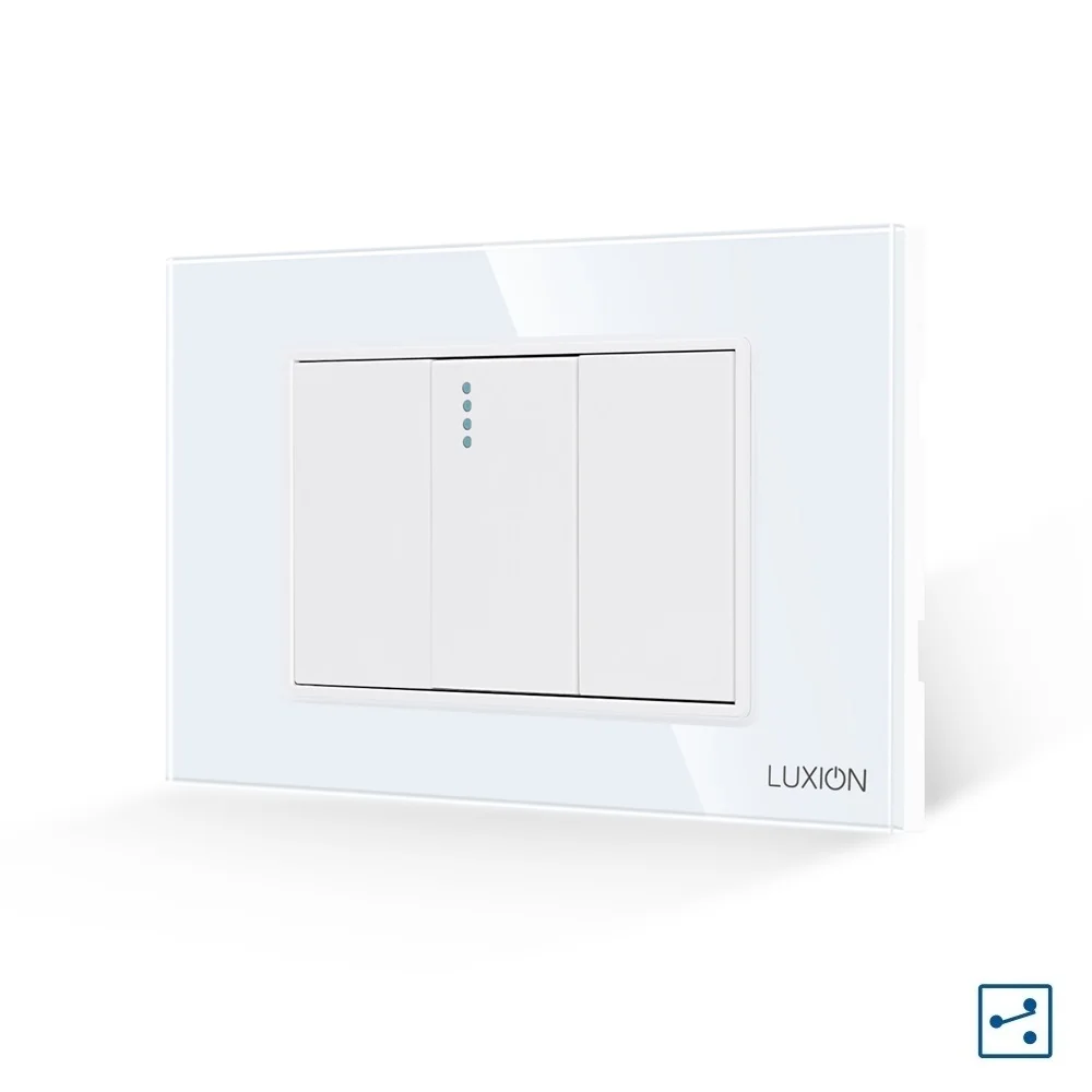 Intrerupator Simplu Cap Scara Mecanic 1M si 2 Taste False LUXION cu Rama din Sticla, Standard Italian, 3M