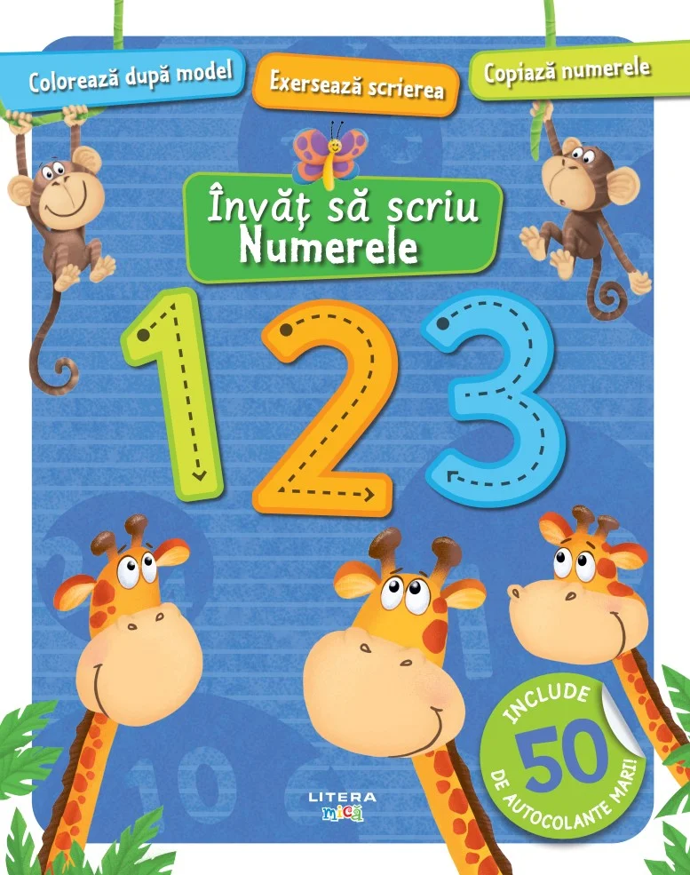 Invat sa scriu. Numerele. Carte cu autocolante