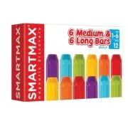 Joc magnetic Smart Max, XT set of 6 pcs short &amp; 6 long bars, set cu 6 piese medii si 6 piese lungi