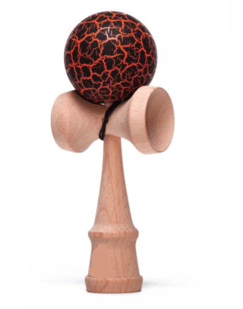 Kendama profesionala din lemn cu bila ROSU/NEGRU