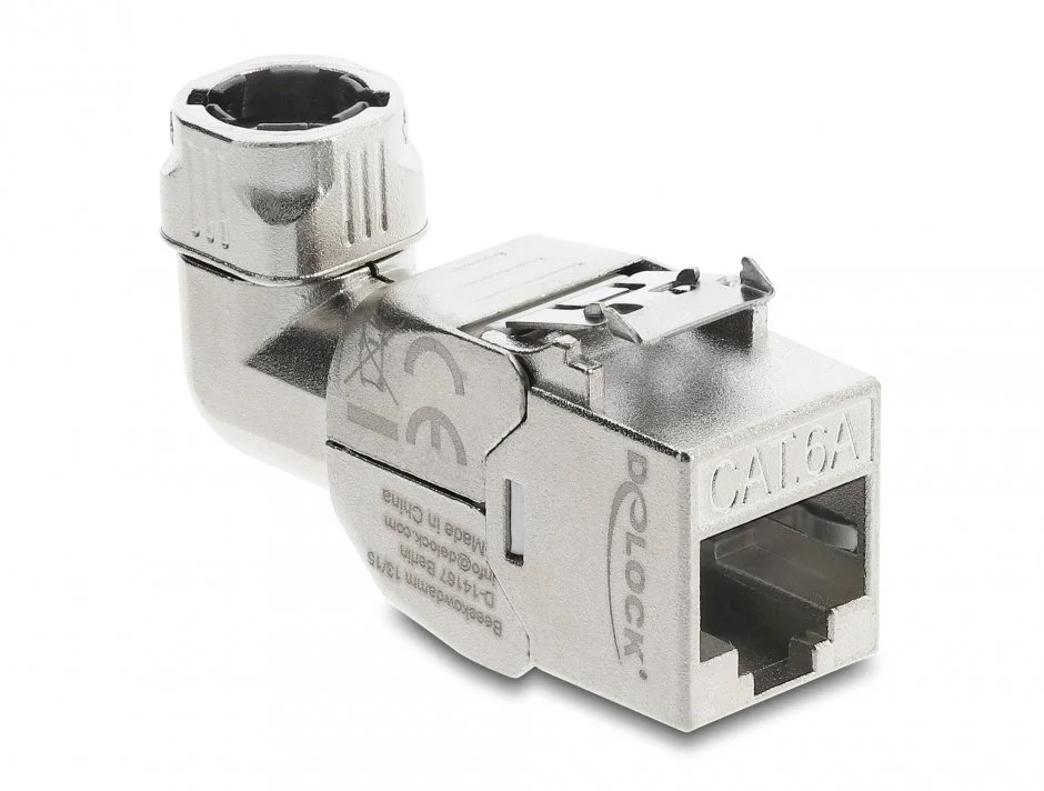 Keystone RJ45 la LSA Cat.6A metal latch tool-free unghi 90 grade ecranat, Delock 90797