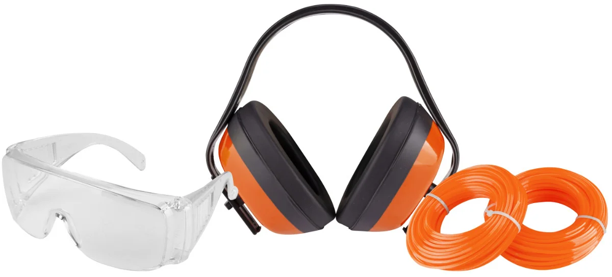 Kit accesorii motocoasa: ochelari, casti protectie, 2 role fir nylon, EvoTools 681112