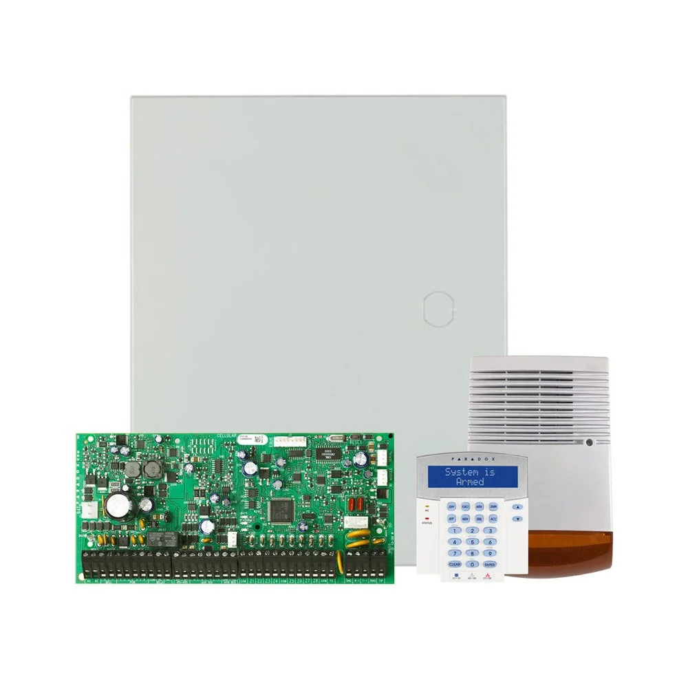 Kit alarma antiefractie Paradox Digiplex EVO192+K641R+SL-900B, 8 partitii, 8-192 zone, 999 utilizatori, cutie cu traf