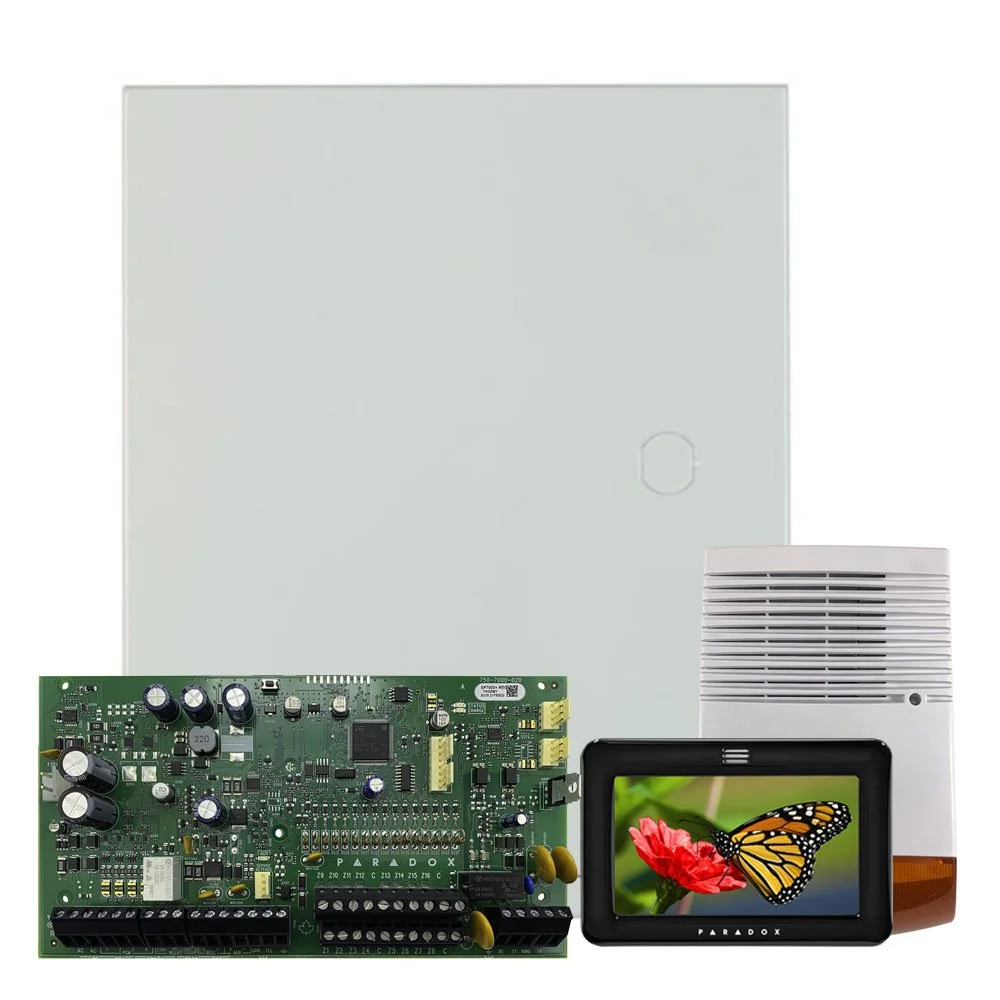Kit alarma antiefractie Paradox Spectra SP7000+TM50+SL-900B, 2 partitii, 16-32 zone, 32 utilizatori, cutie cu traf