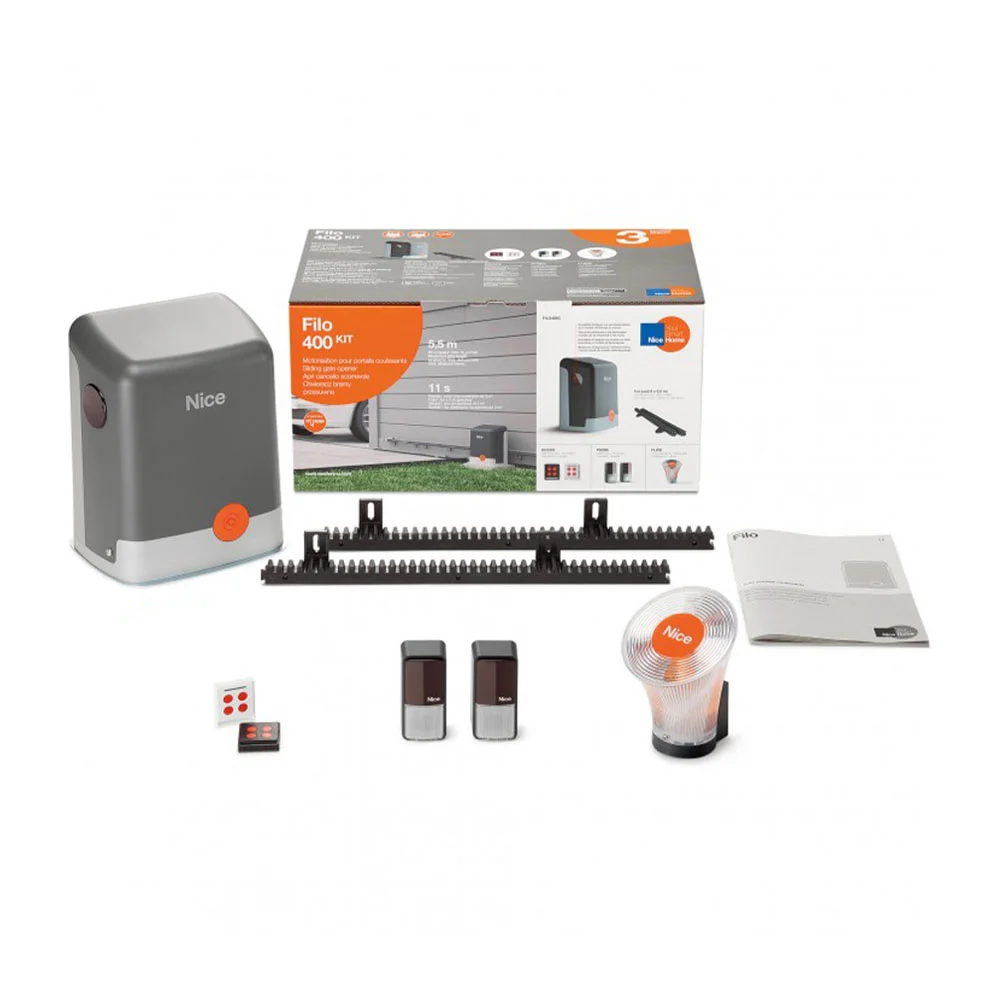 Kit automatizare poarta culisanta Nice Home FILO400, 400 Kg, 5.5 m, 230 Vac