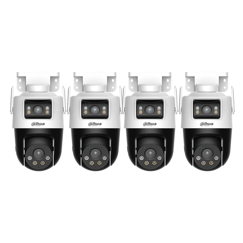 Kit camera supraveghere duala rotativa IP Dome WiFi PT Dahua P5D-5F-PV-0280B, 5 MP + 5 MP, 2.8 mm + 6 mm, IR 30 / 50 m, lumina alba 20 / 40 m, microfon, difuzor, slot card, 4 bucati