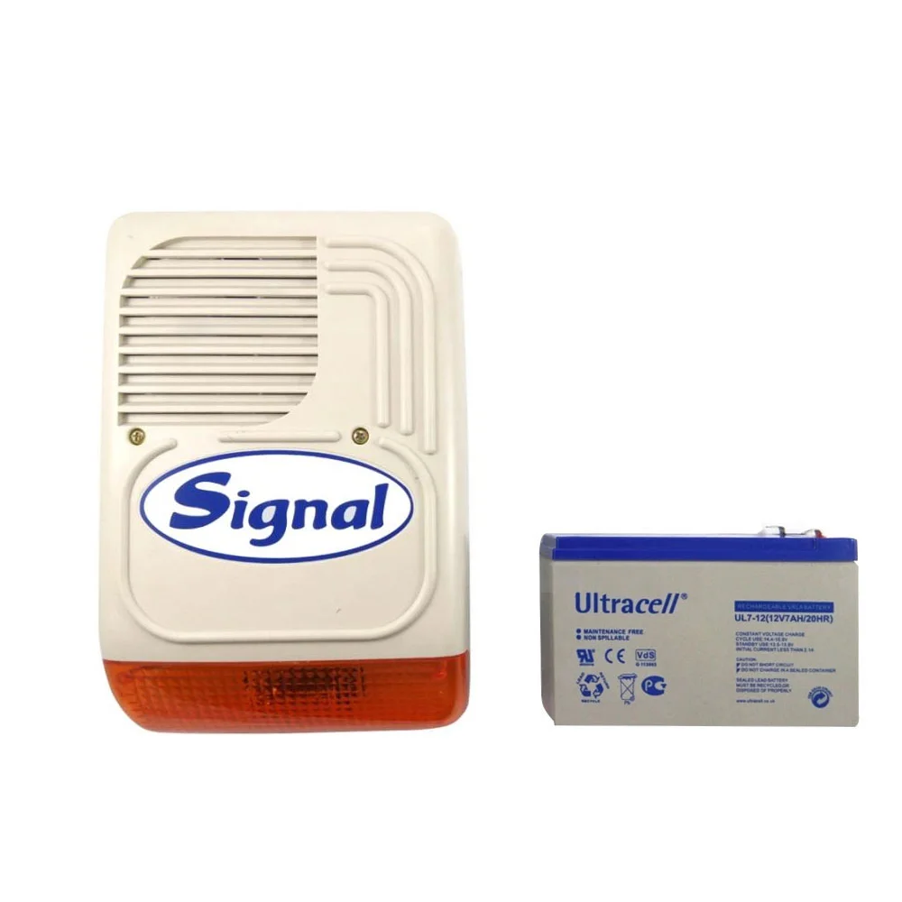 Kit sirena de exterior cu acumulator 12V 7Ah Paradox PS 128 + AC 7AH, 128 dB, tamper