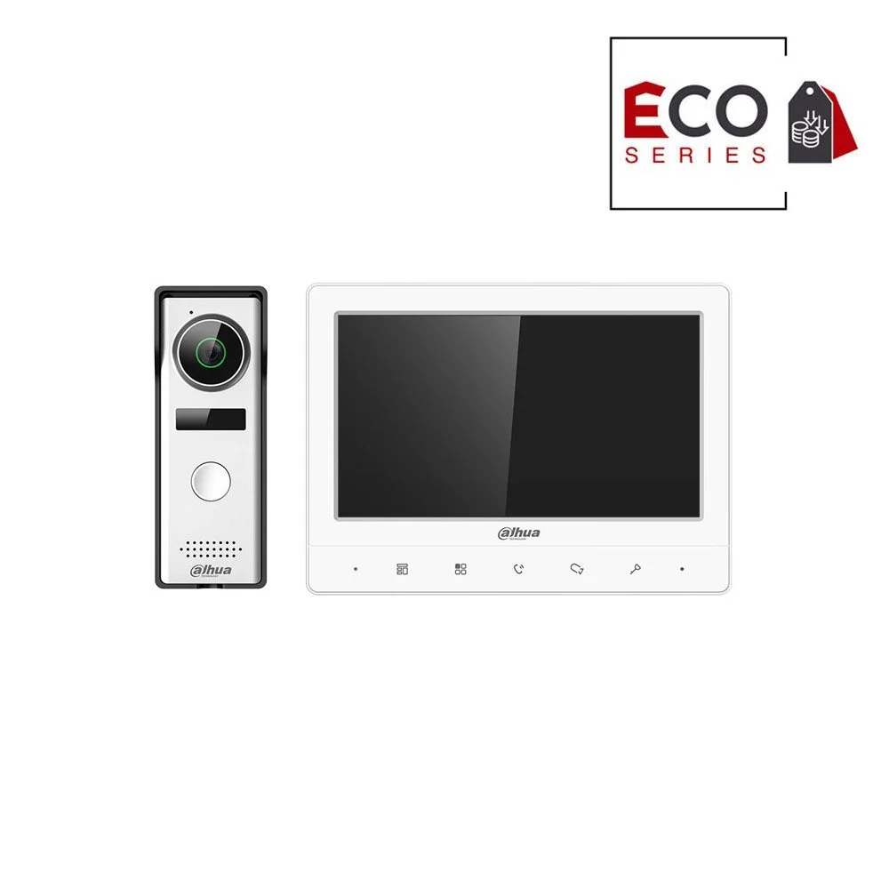 Kit videointerfon Dahua Eco Series KTA02, 1.3 MP, 1 familie, auto IR, aparent, 7 inch
