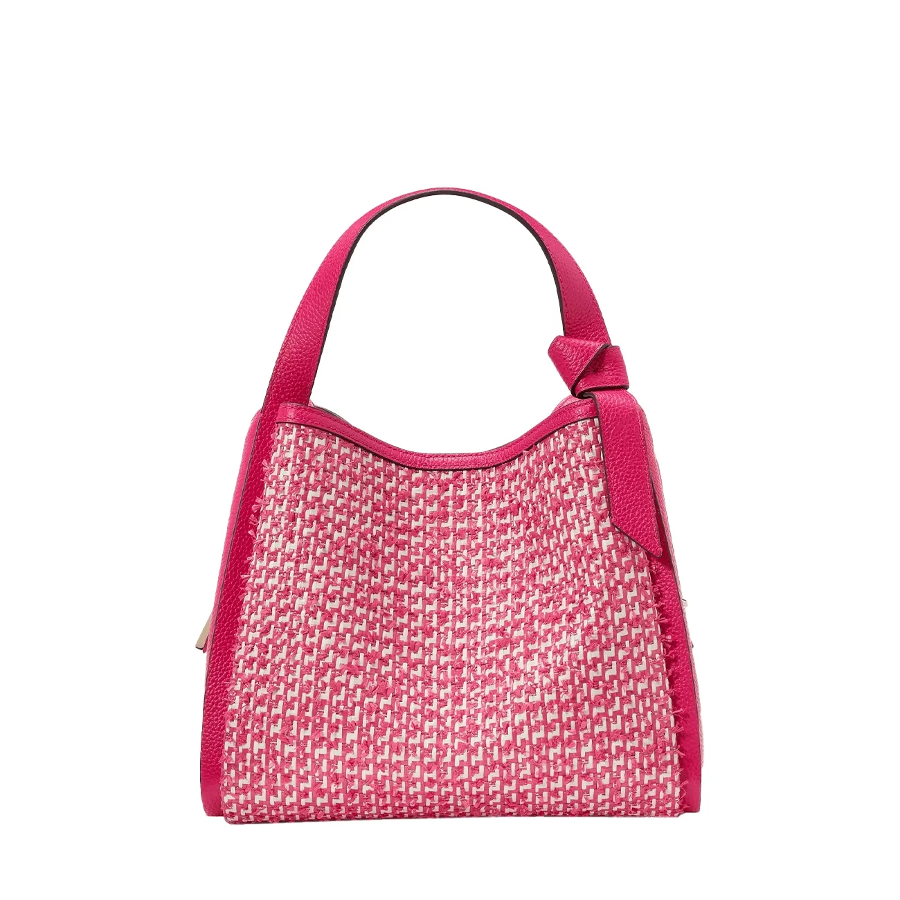 Knott raffia tweed medium crossbody tote wild raspberry multi