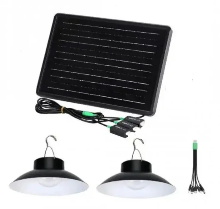 Lampa impermeabila pentru exterior CC9015 cu 2 becuri tip aplice si panou solar