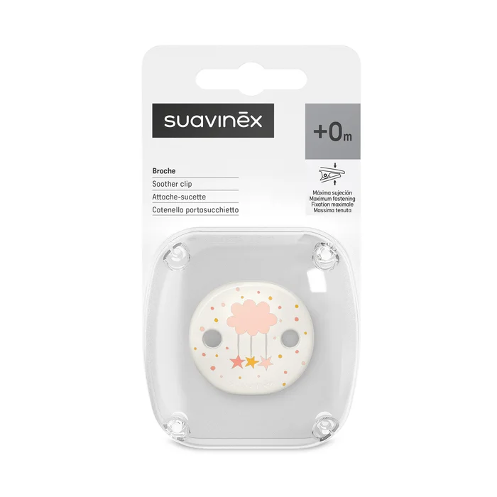 Lantisor cu clips pentru suzeta Dreams, piersica, 1 bucata, Suavinex