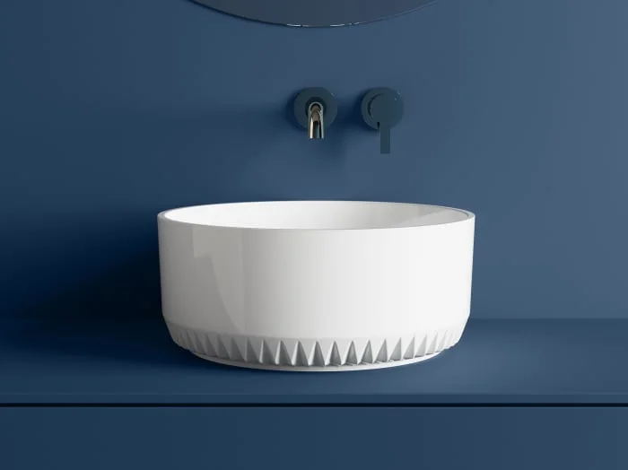 Lavoar baie compozit pe blat, alb, rotund, Foglia Rondo Z