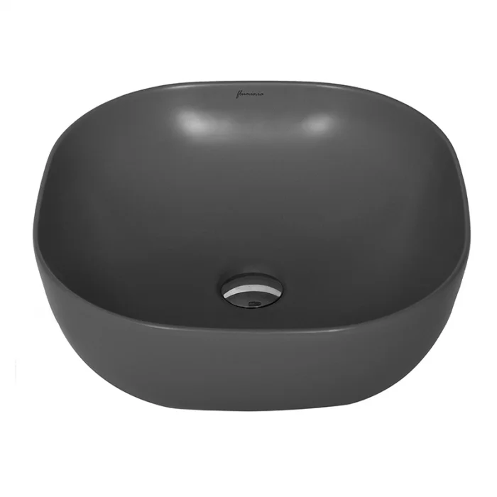 Lavoar baie patrat pe blat, gri mat, 42 cm, Fluminia Calio