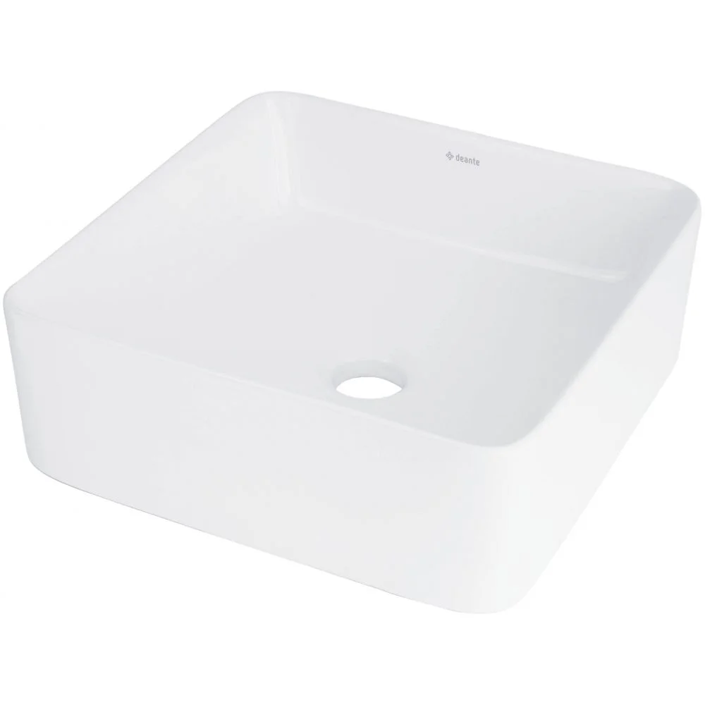Lavoar baie pe blat alb 35 cm, patrat, Deante Jasmin