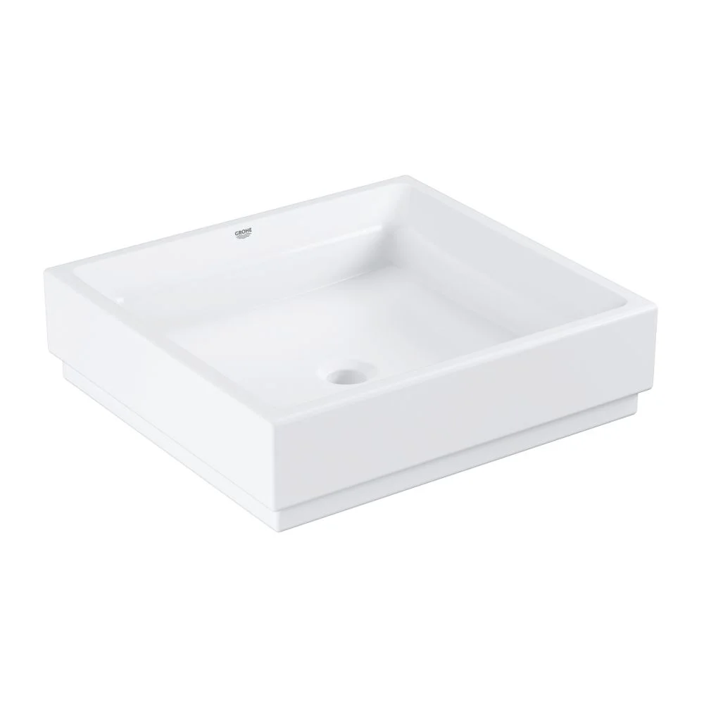 Lavoar baie pe blat alb 50 cm, patrat, Grohe Cube Ceramic Pure Guard