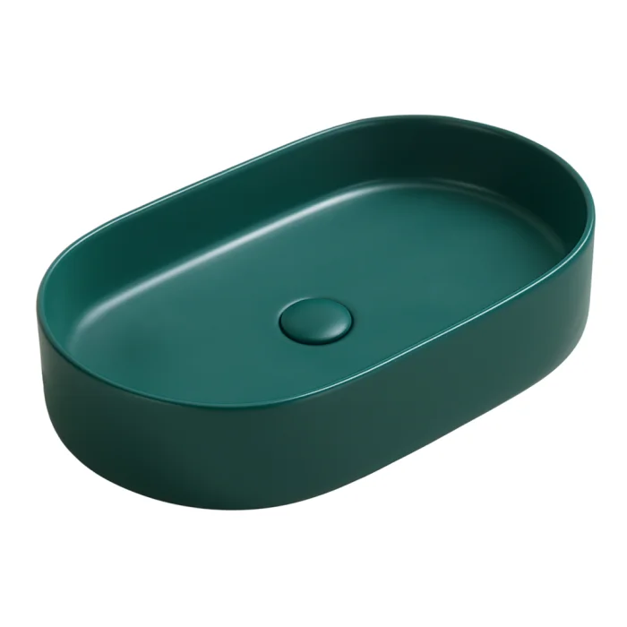 Lavoar baie verde inchis mat montaj pe blat 60 cm, Adelais Foglia