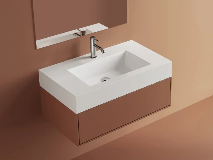 Lavoar compozit 810 x 460 mm incastrat sau suspendat, dreptunghiular, Foglia Cube