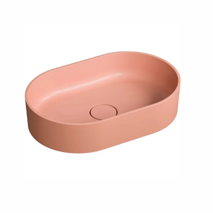 Lavoar compozit cu montare pe blat, 60x38 cm, roz somon mat, Foglia Terra