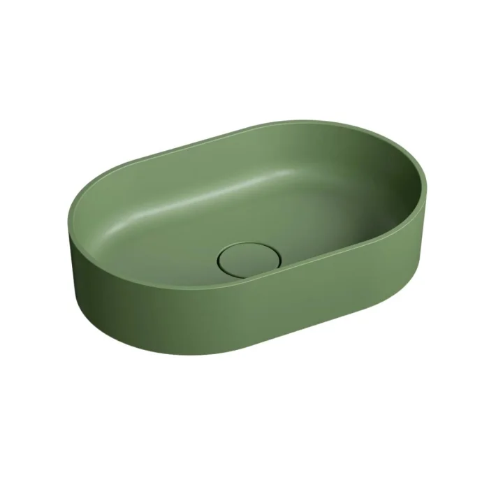 Lavoar compozit cu montare pe blat, 60x38 cm, verde mat, Foglia Terra