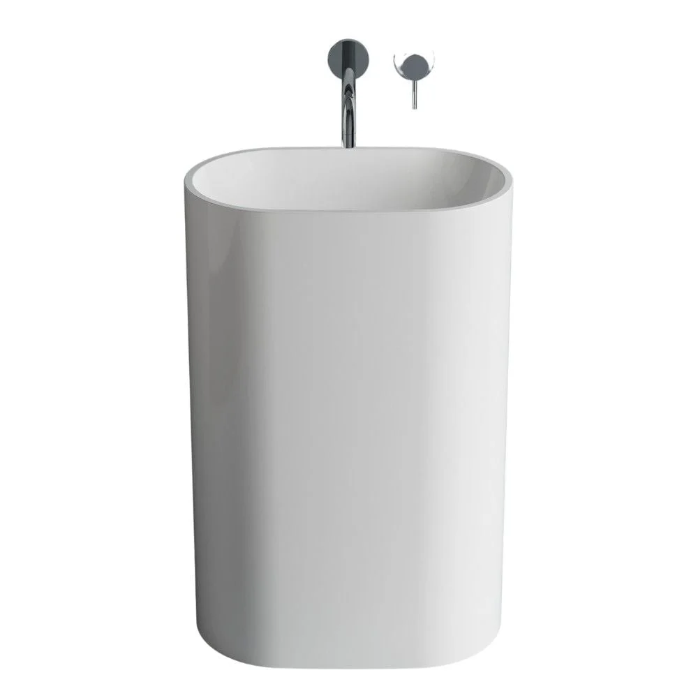 Lavoar freestanding compozit alb mat, oval, Marmite Chira