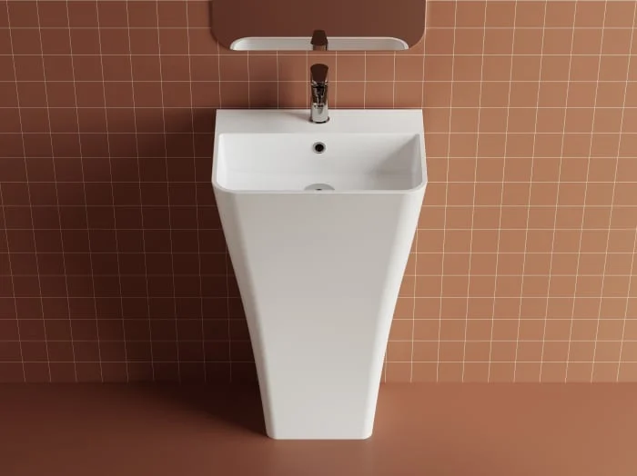 Lavoar freestanding din compozit, alb lucios, dreptunghiular, Foglia Lea