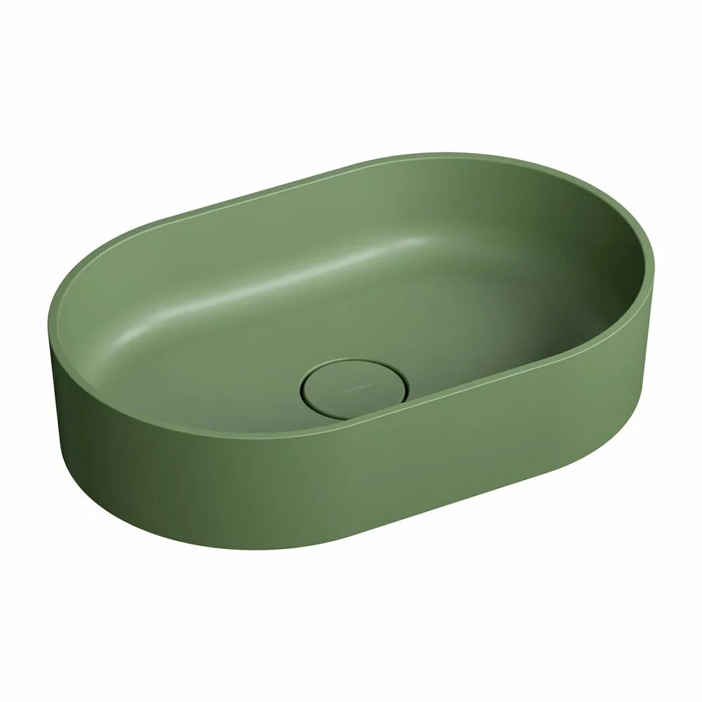 Lavoar OMNIRES Ovo M+ cu montare pe blat, 55x36 cm, compozit, verde mat