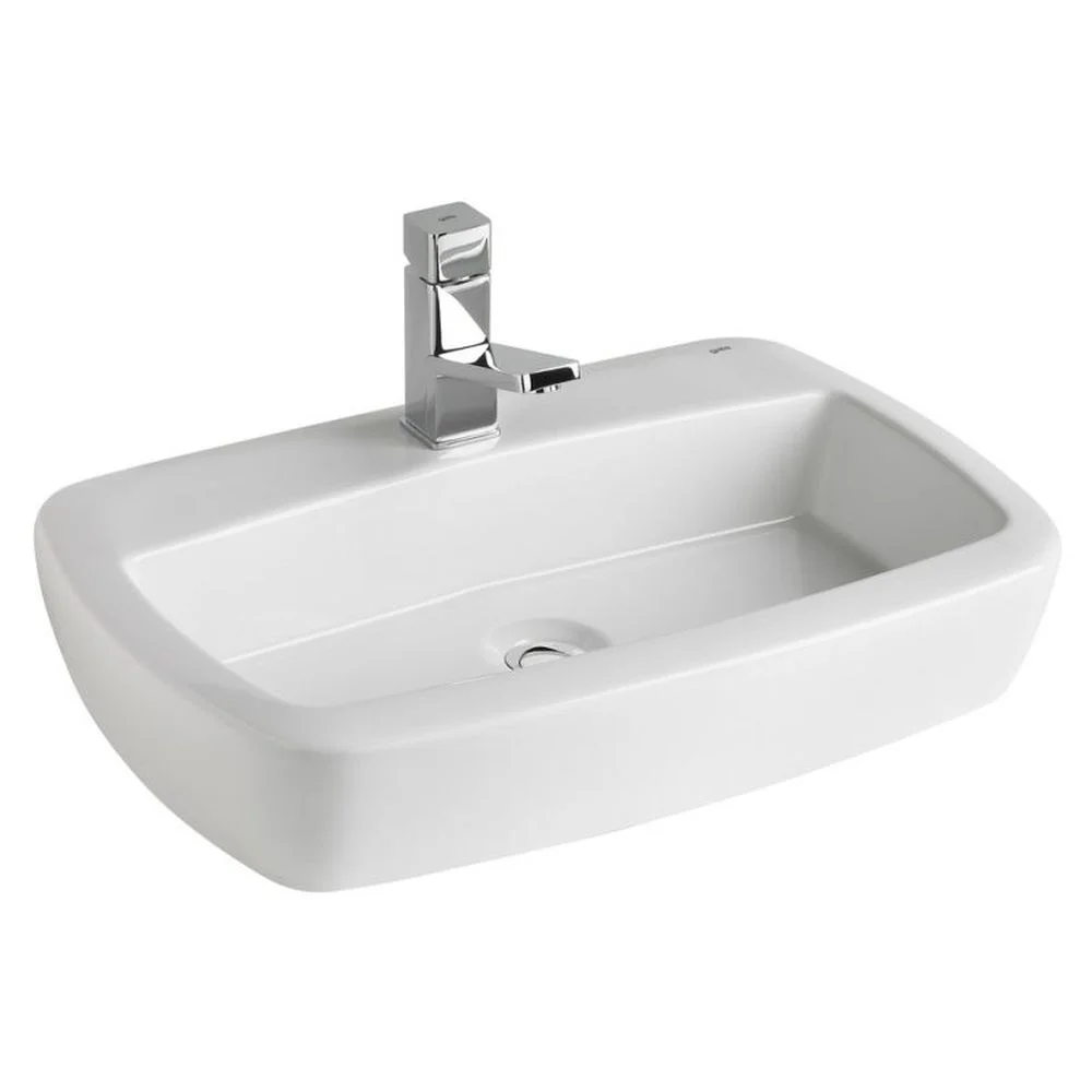 Lavoar pe blat alb 60 cm, cu orificiu baterie, Gala Eos