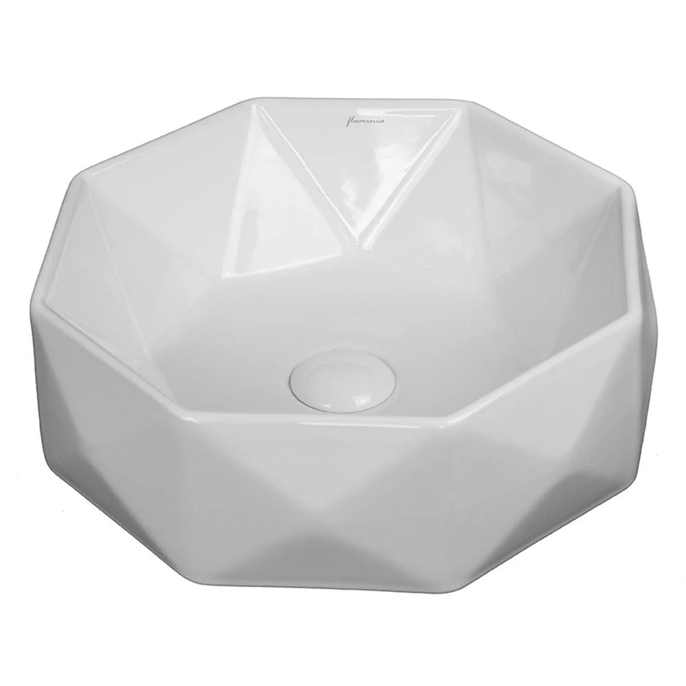 Lavoar pe blat alb lucios 42 cm, hexagonal, Fluminia Briliant
