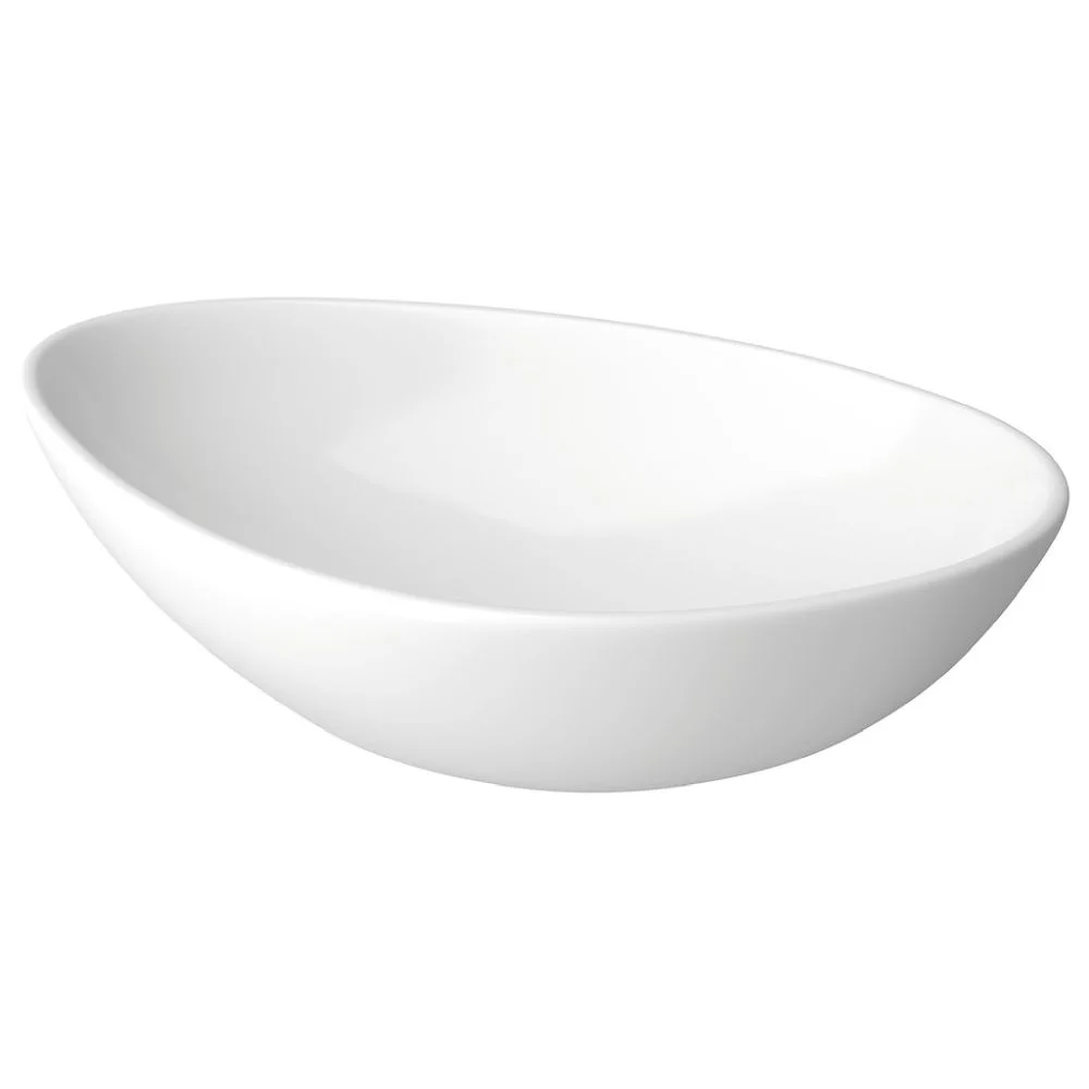 Lavoar pe blat alb lucios 55 cm, asimetric, Cersanit Moduo