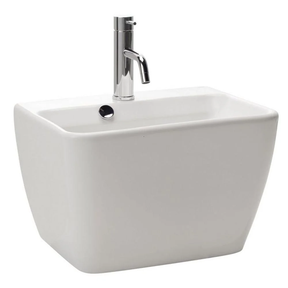 Lavoar suspendat alb 48 cm, cu piedestal integrat, Gala Emma Square