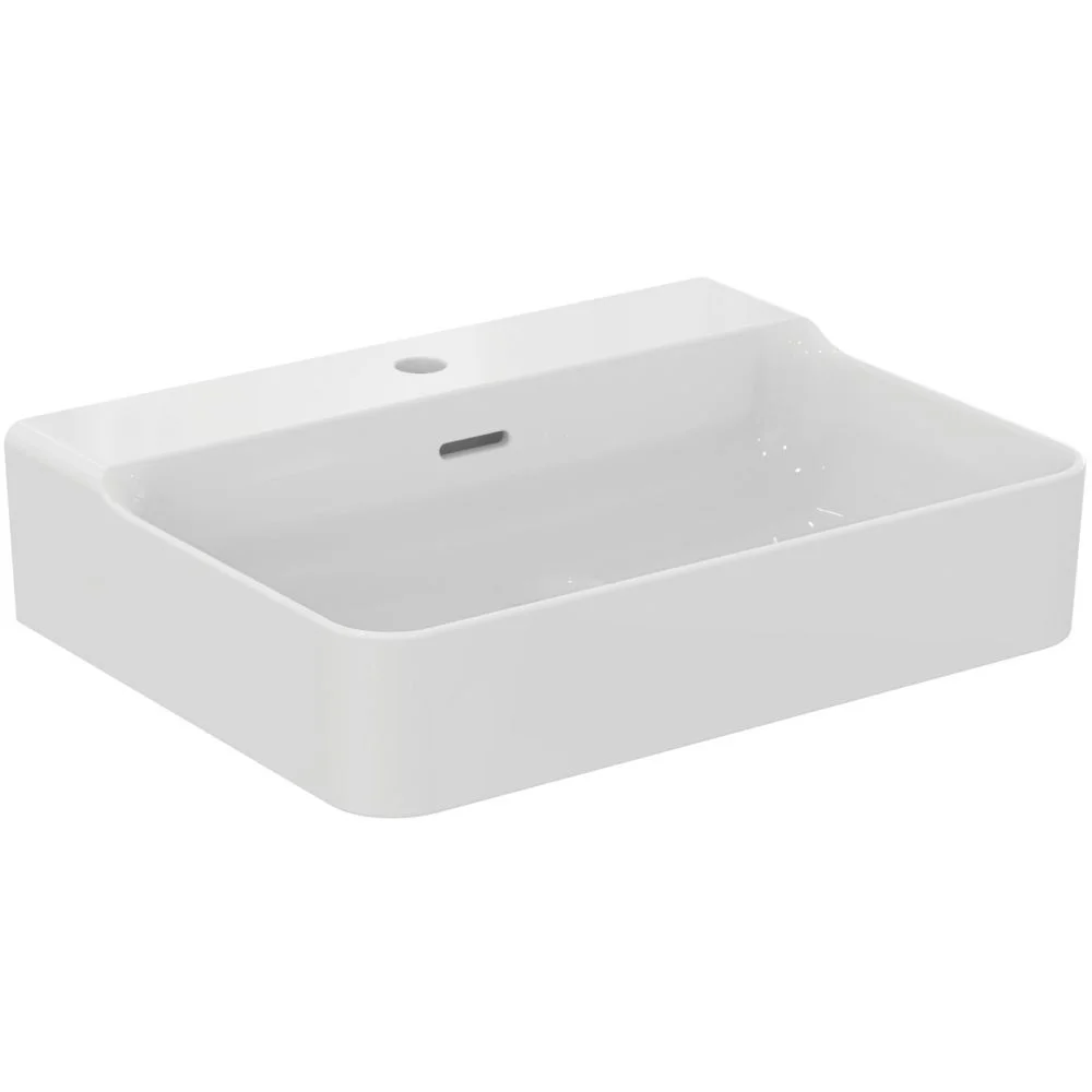 Lavoar suspendat alb 60 cm, dreptunghiular, cu preaplin, Ideal Standard Conca