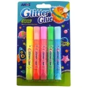 Lipici lichid cu sclipici, culori neon, set 5 buc, Amos, GNE10B5