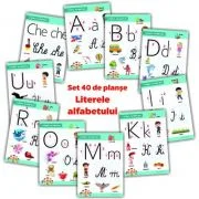 Literele alfabetului. Set 40 de planse didactice pentru clasa pregatitoare si pentru clasa 1