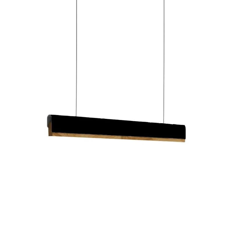 Lustra Rafmole LED metal negru si lemn 120x2.5x100 cm