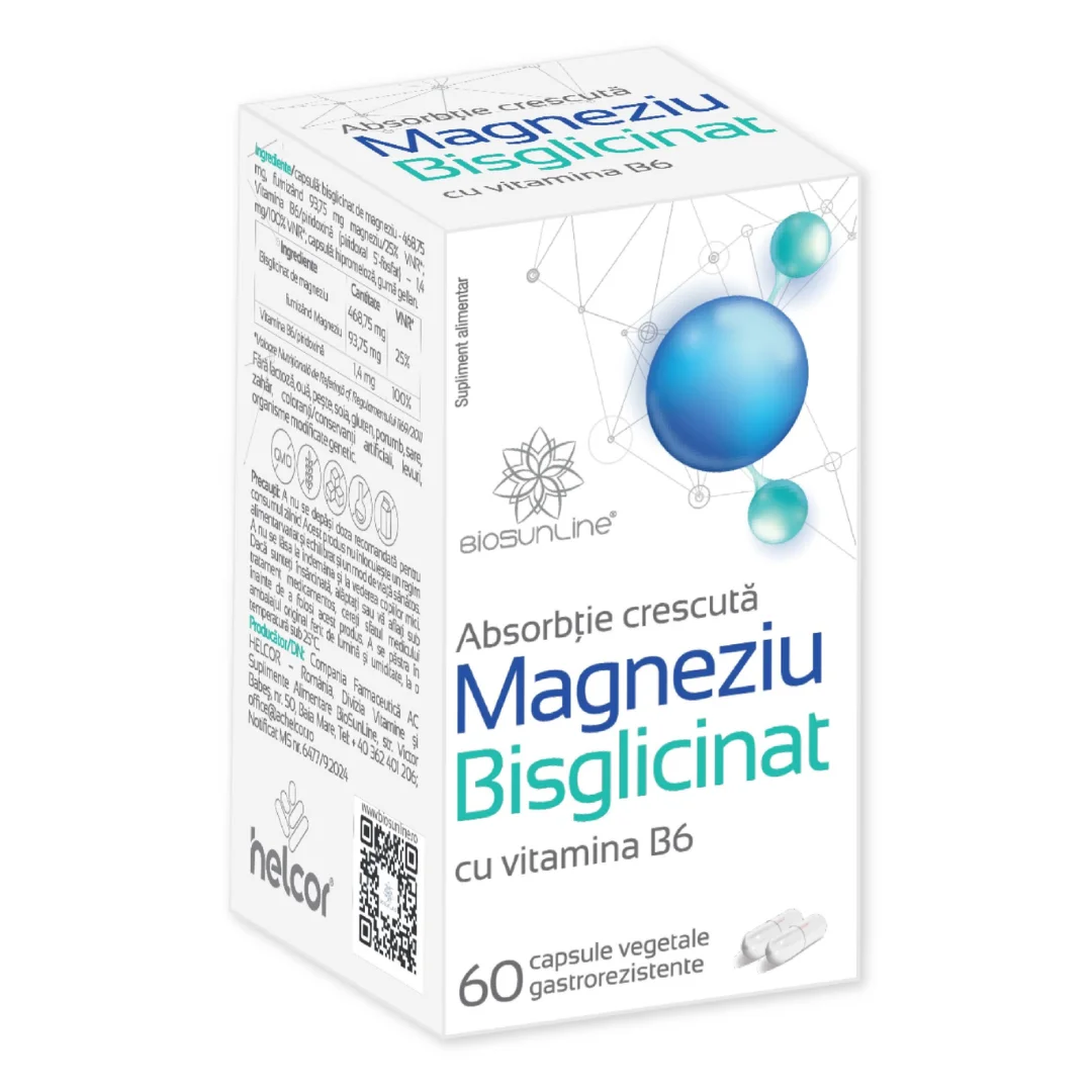Magneziu Bisglicinat, 60 capsule, Helcor
