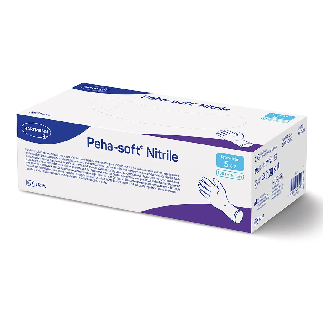 Manusi din nitril albastre Peha-Soft, Marimea S, 100 bucati, Hartmann