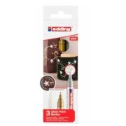 Marker cu vopsea Edding 750, corp metalic, varf rotund, 2-4 mm, set 3 culori